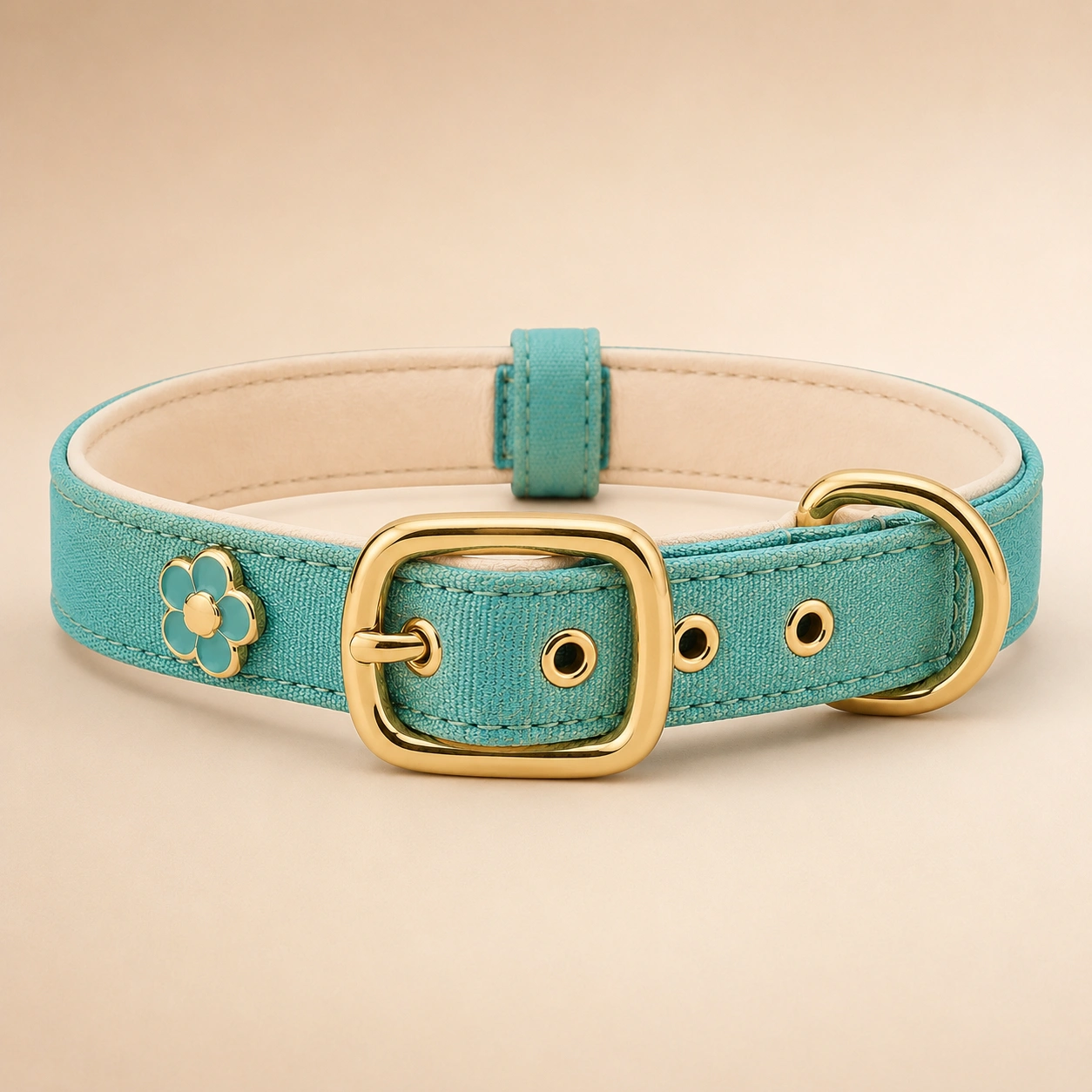 Coleira Teal Flor Gold