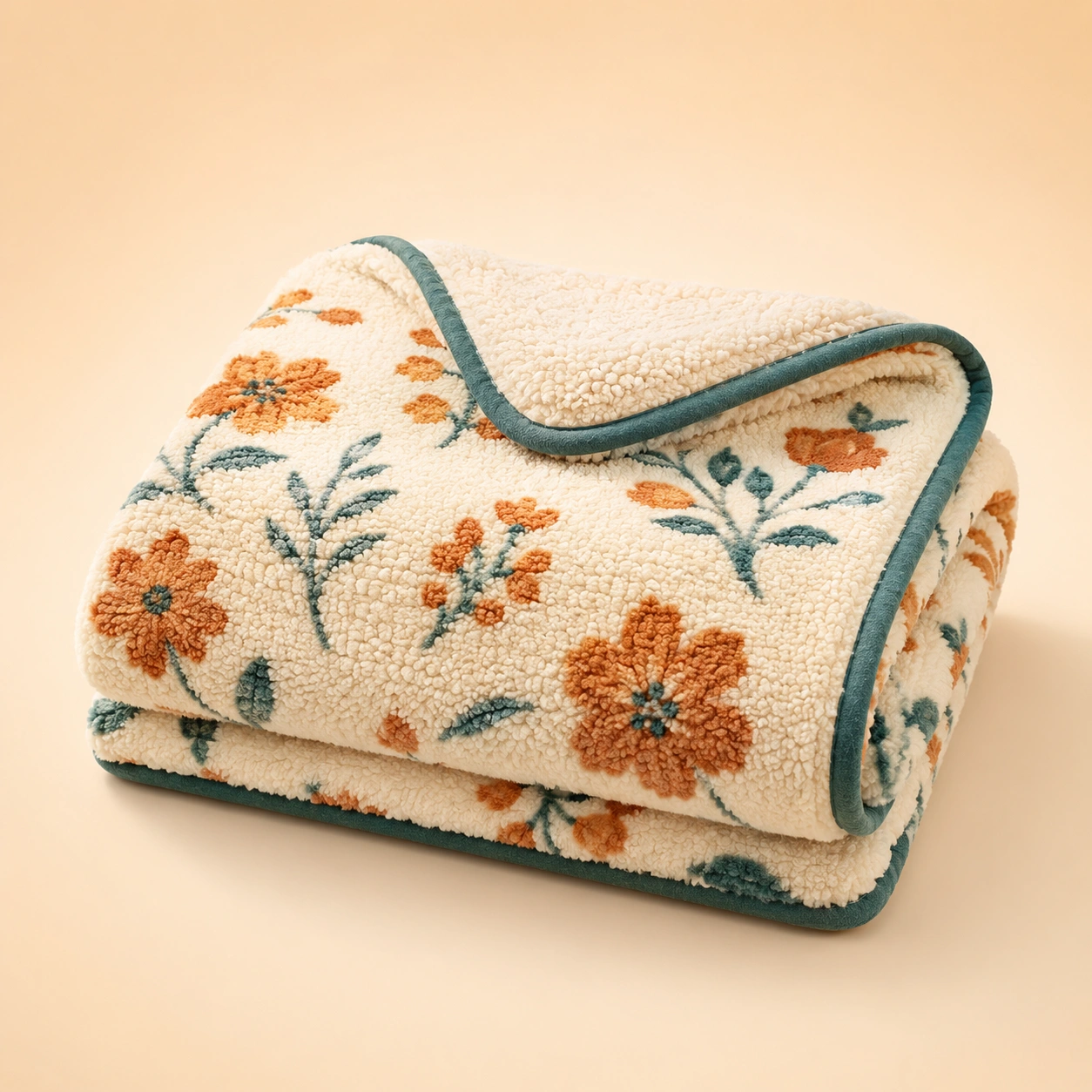Manta Sherpa Jardim Teal